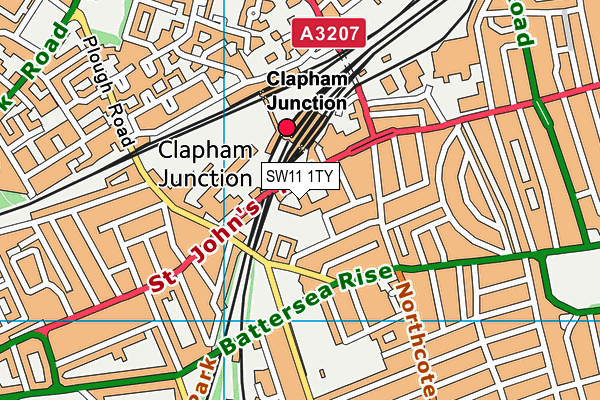 SW11 1TY map - OS VectorMap District (Ordnance Survey) SW11 1TY map - OS VectorMap District (Ordnance Survey)