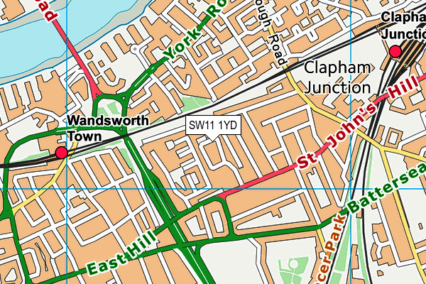 SW11 1YD map - OS VectorMap District (Ordnance Survey) SW11 1YD map - OS VectorMap District (Ordnance Survey)