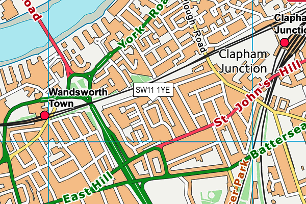 SW11 1YE map - OS VectorMap District (Ordnance Survey) SW11 1YE map - OS VectorMap District (Ordnance Survey)
