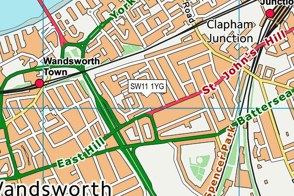 SW11 1YG map - OS VectorMap District (Ordnance Survey) SW11 1YG map - OS VectorMap District (Ordnance Survey)