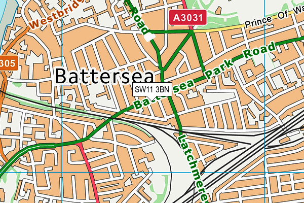 SW11 3BN map - OS VectorMap District (Ordnance Survey) SW11 3BN map - OS VectorMap District (Ordnance Survey)