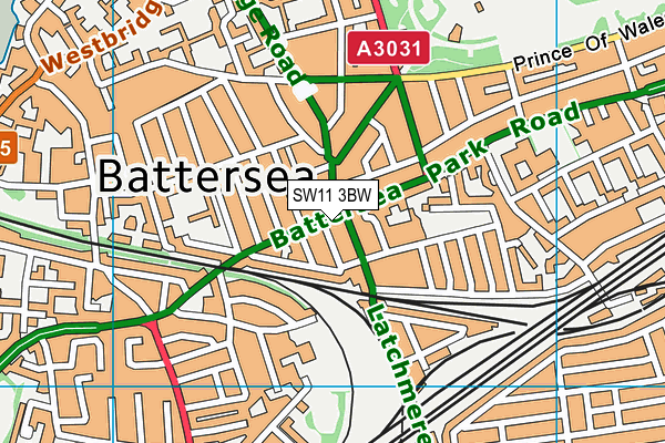 SW11 3BW map - OS VectorMap District (Ordnance Survey) SW11 3BW map - OS VectorMap District (Ordnance Survey)