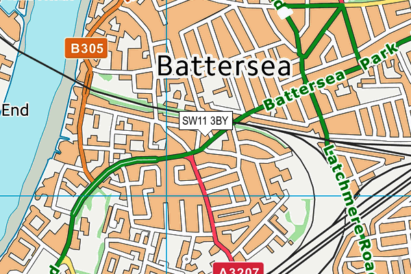 SW11 3BY map - OS VectorMap District (Ordnance Survey)