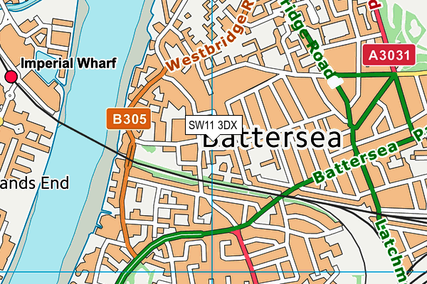 SW11 3DX map - OS VectorMap District (Ordnance Survey) SW11 3DX map - OS VectorMap District (Ordnance Survey)