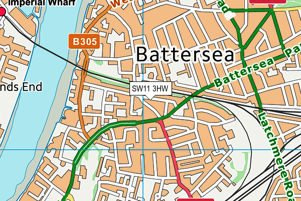 SW11 3HW map - OS VectorMap District (Ordnance Survey) SW11 3HW map - OS VectorMap District (Ordnance Survey)