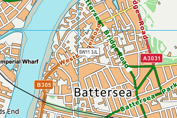 SW11 3JL map - OS VectorMap District (Ordnance Survey)