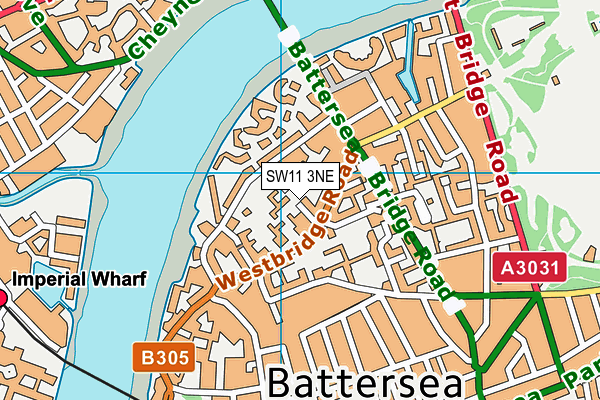 SW11 3NE map - OS VectorMap District (Ordnance Survey)