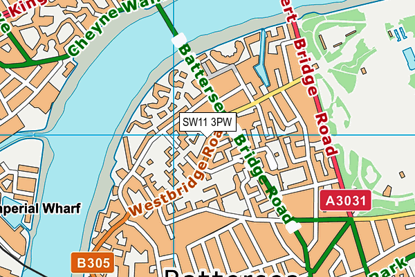 SW11 3PW map - OS VectorMap District (Ordnance Survey) SW11 3PW map - OS VectorMap District (Ordnance Survey)