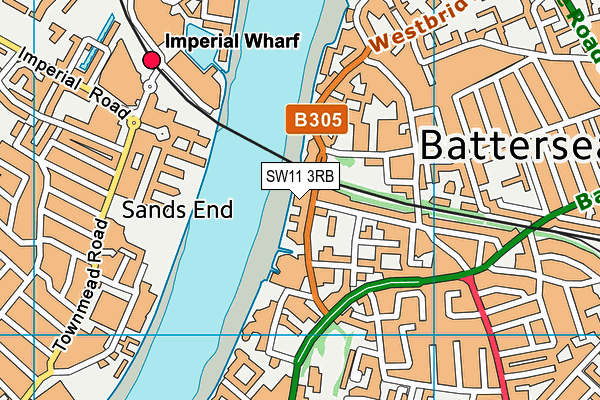 SW11 3RB map - OS VectorMap District (Ordnance Survey)