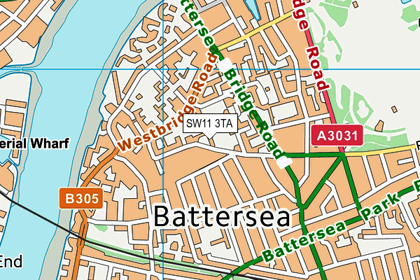 SW11 3TA map - OS VectorMap District (Ordnance Survey)