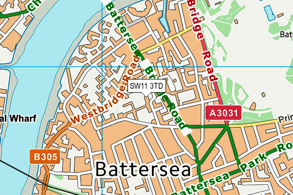SW11 3TD map - OS VectorMap District (Ordnance Survey) SW11 3TD map - OS VectorMap District (Ordnance Survey)