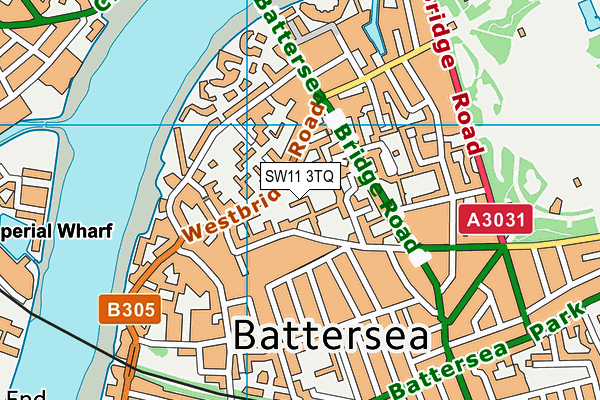 SW11 3TQ map - OS VectorMap District (Ordnance Survey)