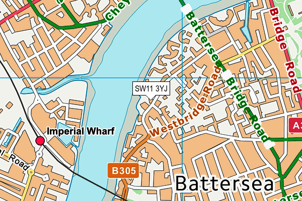 SW11 3YJ map - OS VectorMap District (Ordnance Survey) SW11 3YJ map - OS VectorMap District (Ordnance Survey)