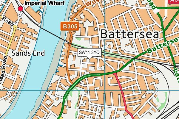 SW11 3YQ map - OS VectorMap District (Ordnance Survey) SW11 3YQ map - OS VectorMap District (Ordnance Survey)