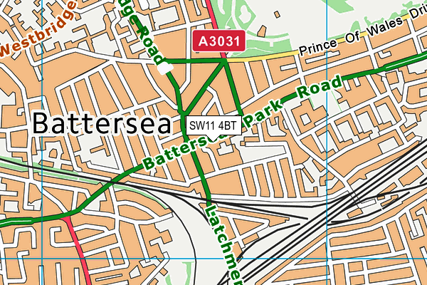SW11 4BT map - OS VectorMap District (Ordnance Survey) SW11 4BT map - OS VectorMap District (Ordnance Survey)
