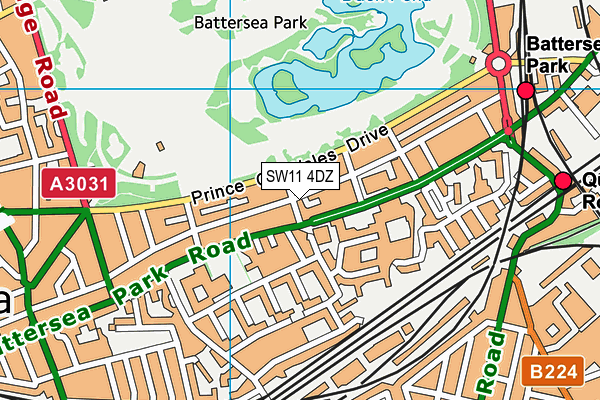 SW11 4DZ map - OS VectorMap District (Ordnance Survey) SW11 4DZ map - OS VectorMap District (Ordnance Survey)