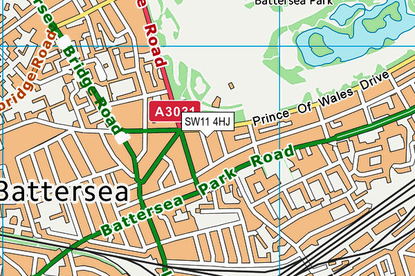 SW11 4HJ map - OS VectorMap District (Ordnance Survey) SW11 4HJ map - OS VectorMap District (Ordnance Survey)