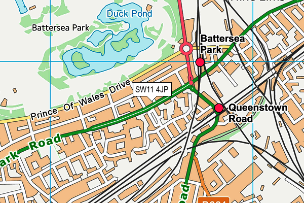 SW11 4JP map - OS VectorMap District (Ordnance Survey) SW11 4JP map - OS VectorMap District (Ordnance Survey)