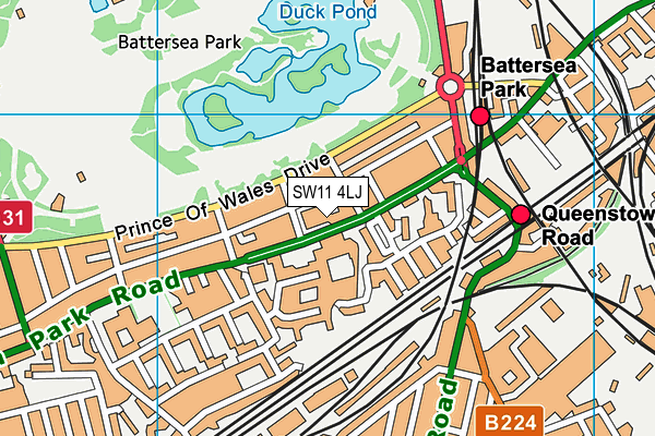 SW11 4LJ map - OS VectorMap District (Ordnance Survey) SW11 4LJ map - OS VectorMap District (Ordnance Survey)