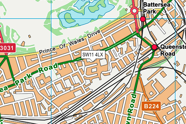 SW11 4LX map - OS VectorMap District (Ordnance Survey) SW11 4LX map - OS VectorMap District (Ordnance Survey)