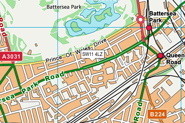 SW11 4LZ map - OS VectorMap District (Ordnance Survey) SW11 4LZ map - OS VectorMap District (Ordnance Survey)