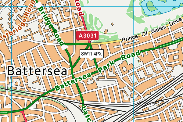 SW11 4PX map - OS VectorMap District (Ordnance Survey) SW11 4PX map - OS VectorMap District (Ordnance Survey)