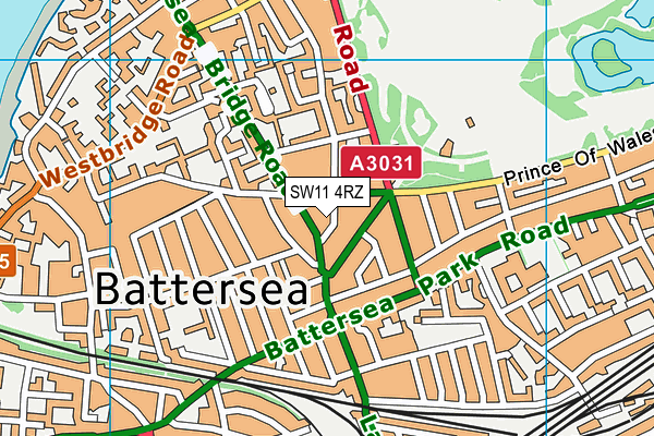 SW11 4RZ map - OS VectorMap District (Ordnance Survey) SW11 4RZ map - OS VectorMap District (Ordnance Survey)