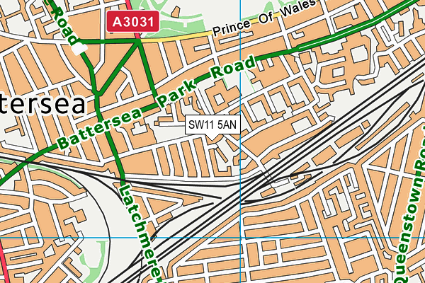 SW11 5AN map - OS VectorMap District (Ordnance Survey)