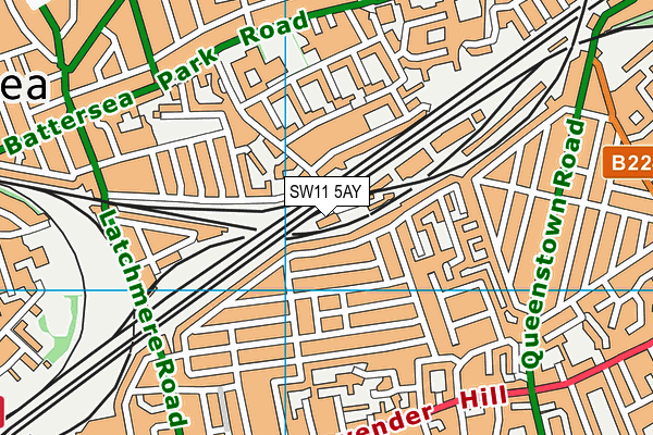 SW11 5AY map - OS VectorMap District (Ordnance Survey) SW11 5AY map - OS VectorMap District (Ordnance Survey)