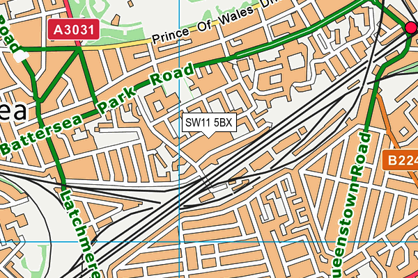 SW11 5BX map - OS VectorMap District (Ordnance Survey) SW11 5BX map - OS VectorMap District (Ordnance Survey)