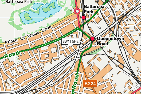 SW11 5HE map - OS VectorMap District (Ordnance Survey) SW11 5HE map - OS VectorMap District (Ordnance Survey)