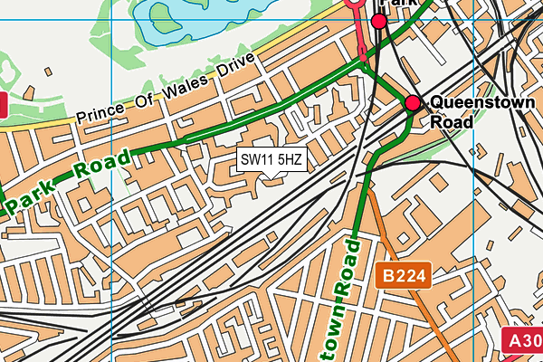 SW11 5HZ map - OS VectorMap District (Ordnance Survey) SW11 5HZ map - OS VectorMap District (Ordnance Survey)