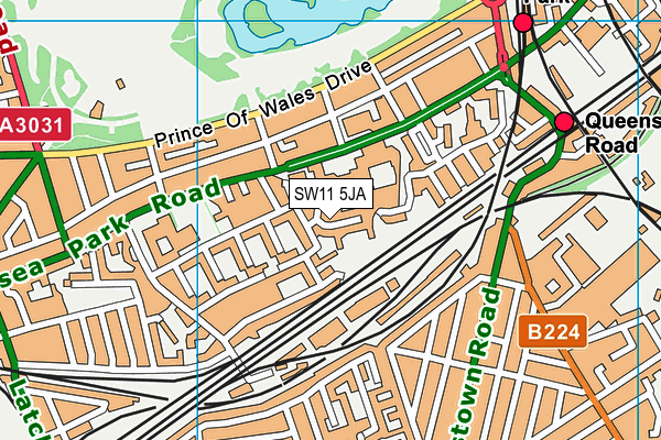 SW11 5JA map - OS VectorMap District (Ordnance Survey) SW11 5JA map - OS VectorMap District (Ordnance Survey)