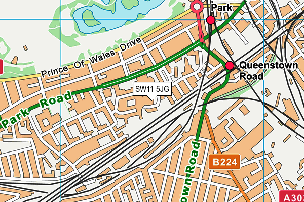 SW11 5JG map - OS VectorMap District (Ordnance Survey)