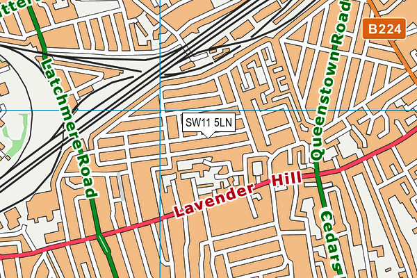 SW11 5LN map - OS VectorMap District (Ordnance Survey) SW11 5LN map - OS VectorMap District (Ordnance Survey)