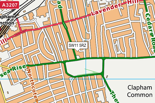 SW11 5RZ map - OS VectorMap District (Ordnance Survey) SW11 5RZ map - OS VectorMap District (Ordnance Survey)