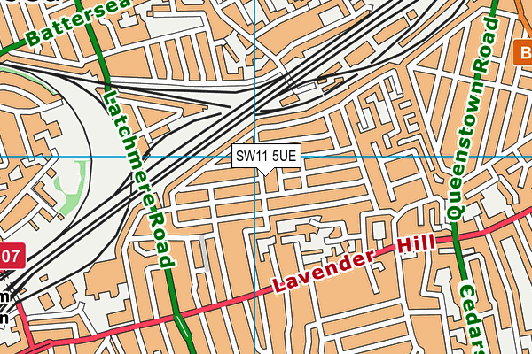 SW11 5UE map - OS VectorMap District (Ordnance Survey) SW11 5UE map - OS VectorMap District (Ordnance Survey)