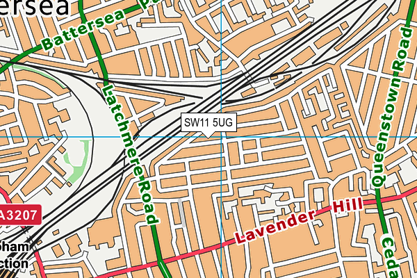 SW11 5UG map - OS VectorMap District (Ordnance Survey) SW11 5UG map - OS VectorMap District (Ordnance Survey)