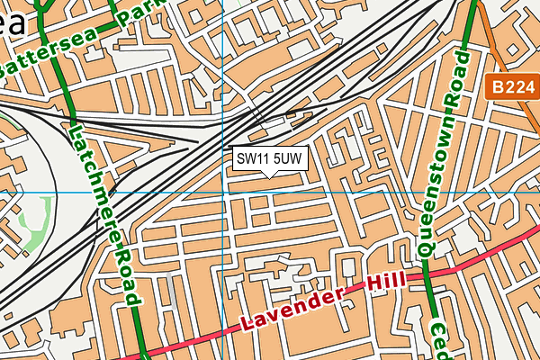 SW11 5UW map - OS VectorMap District (Ordnance Survey) SW11 5UW map - OS VectorMap District (Ordnance Survey)