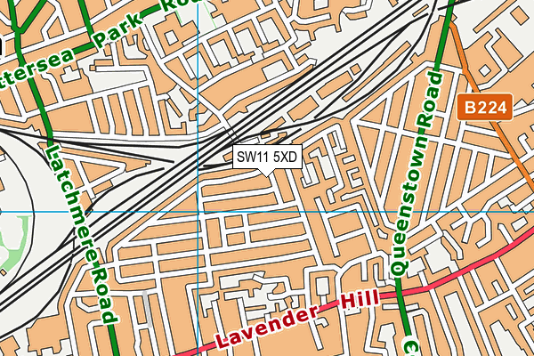 SW11 5XD map - OS VectorMap District (Ordnance Survey) SW11 5XD map - OS VectorMap District (Ordnance Survey)