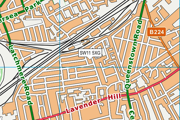 SW11 5XG map - OS VectorMap District (Ordnance Survey) SW11 5XG map - OS VectorMap District (Ordnance Survey)
