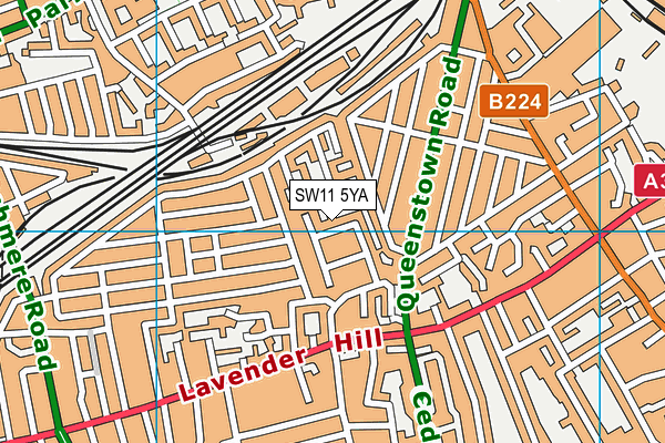 SW11 5YA map - OS VectorMap District (Ordnance Survey) SW11 5YA map - OS VectorMap District (Ordnance Survey)