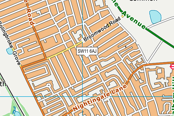 SW11 6AJ map - OS VectorMap District (Ordnance Survey) SW11 6AJ map - OS VectorMap District (Ordnance Survey)