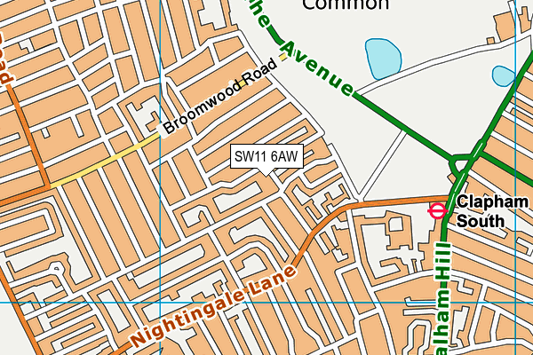 SW11 6AW map - OS VectorMap District (Ordnance Survey) SW11 6AW map - OS VectorMap District (Ordnance Survey)