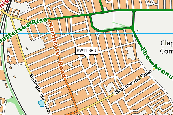 SW11 6BU map - OS VectorMap District (Ordnance Survey)