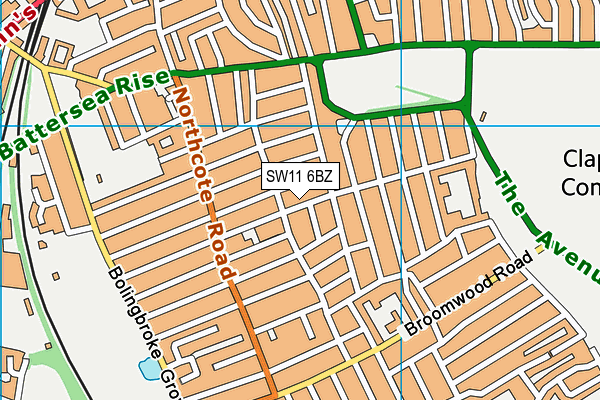 SW11 6BZ map - OS VectorMap District (Ordnance Survey) SW11 6BZ map - OS VectorMap District (Ordnance Survey)