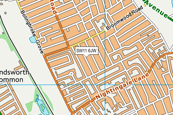 SW11 6JW map - OS VectorMap District (Ordnance Survey) SW11 6JW map - OS VectorMap District (Ordnance Survey)