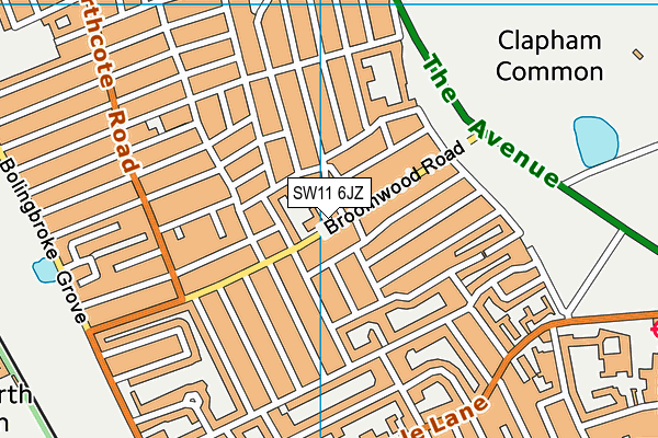 SW11 6JZ map - OS VectorMap District (Ordnance Survey) SW11 6JZ map - OS VectorMap District (Ordnance Survey)