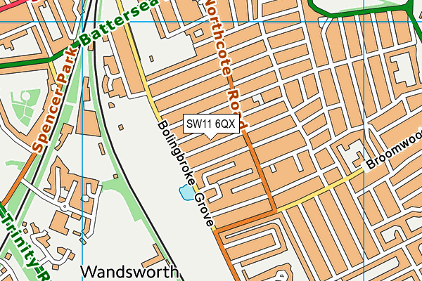 SW11 6QX map - OS VectorMap District (Ordnance Survey) SW11 6QX map - OS VectorMap District (Ordnance Survey)