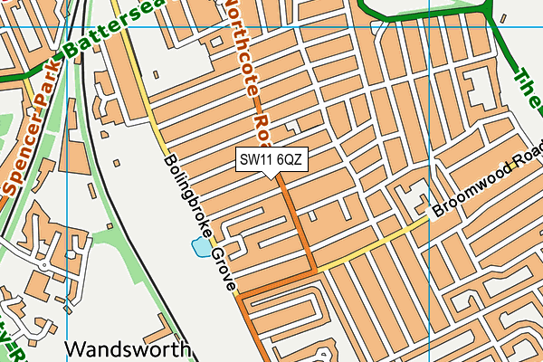 SW11 6QZ map - OS VectorMap District (Ordnance Survey) SW11 6QZ map - OS VectorMap District (Ordnance Survey)